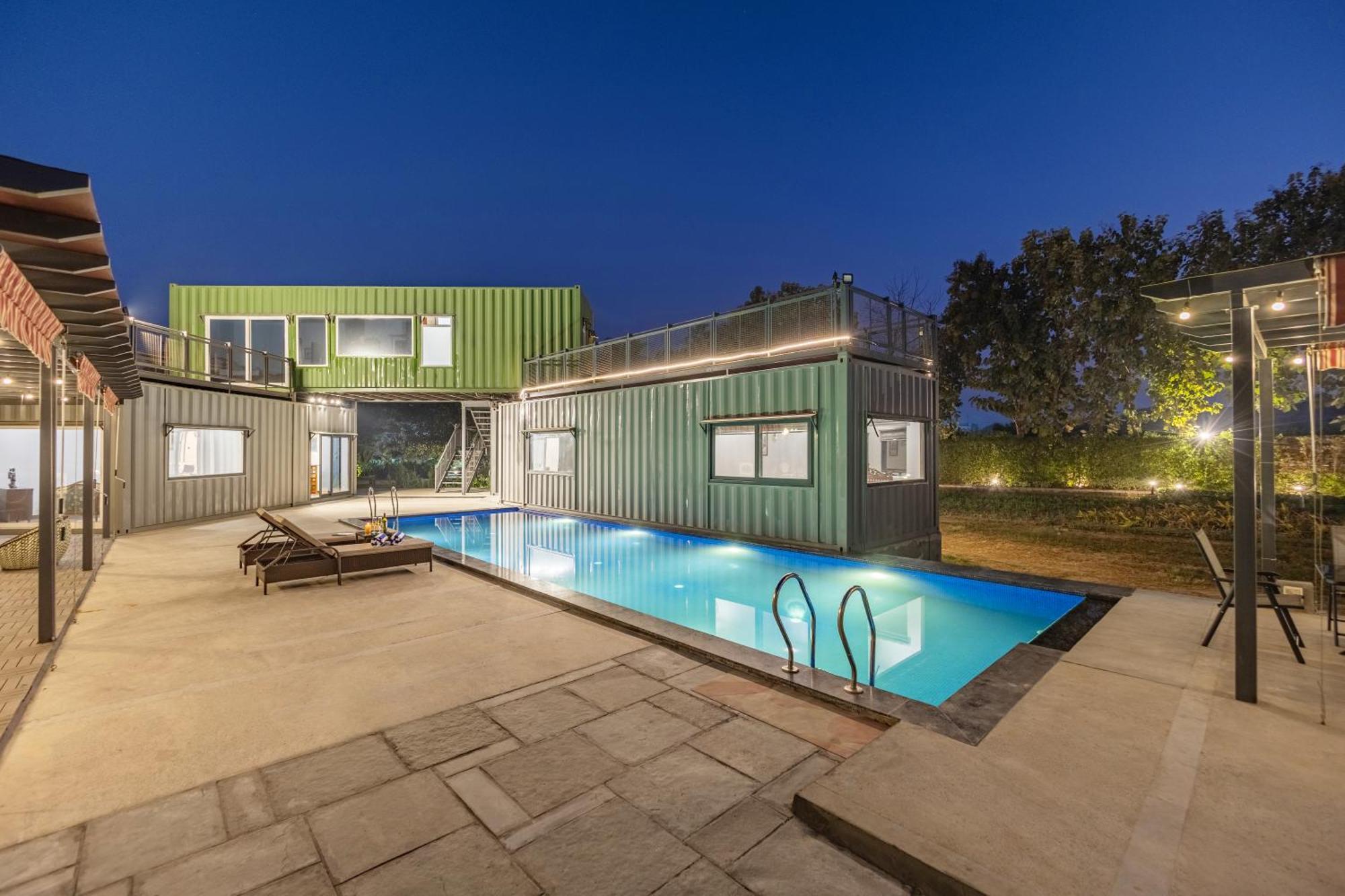 Elivaas Hidden Oasis 4Bhk With Pool, Mud House & Container House Villa Dhauj Ngoại thất bức ảnh