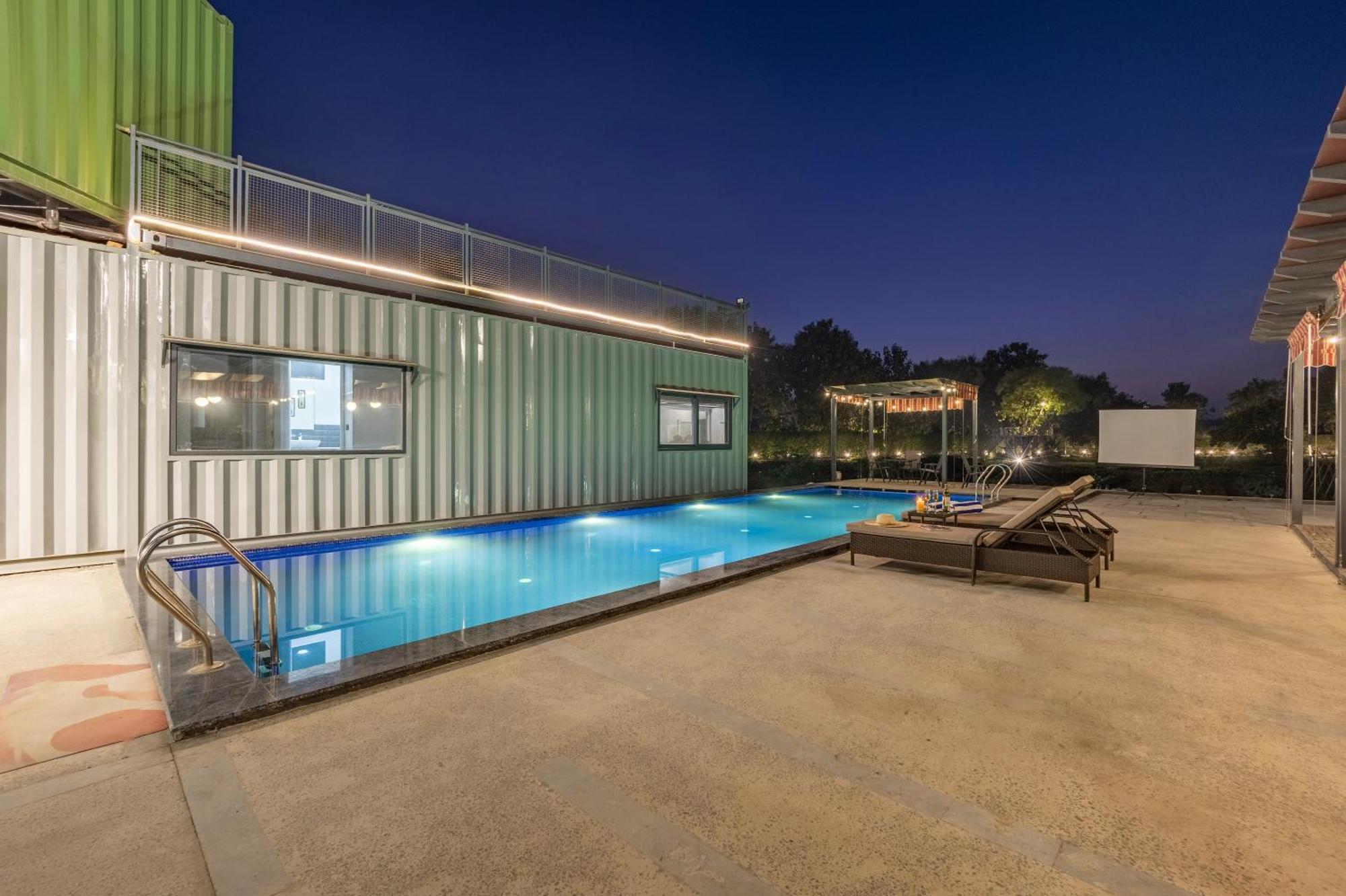 Elivaas Hidden Oasis 4Bhk With Pool, Mud House & Container House Villa Dhauj Ngoại thất bức ảnh