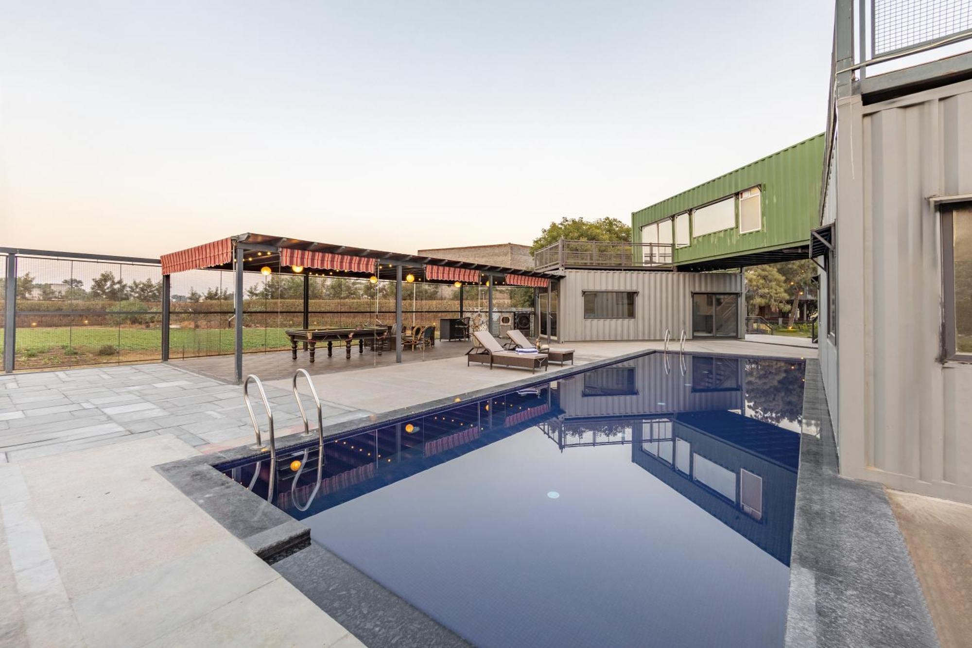 Elivaas Hidden Oasis 4Bhk With Pool, Mud House & Container House Villa Dhauj Ngoại thất bức ảnh